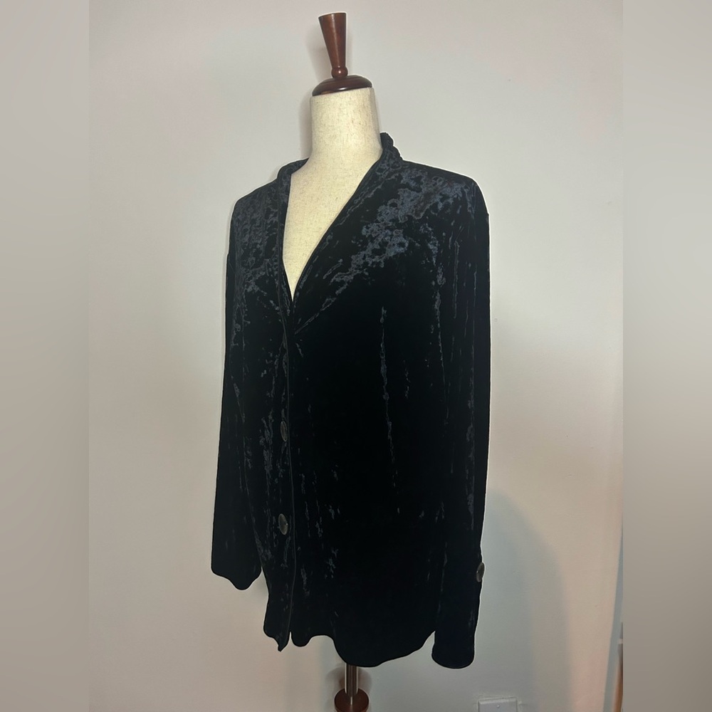 HARVE BENARD Purple Crushed Velvet Blouse Jacket - Picture 2 of 4